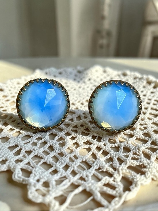 Hattie Carnegie Jewelry - Hattie Carnegie Opaque Blue Clip On Earrings